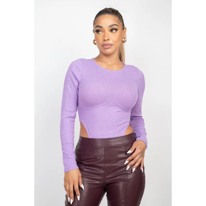 Lavender Polyester High-Leg Underwire Bodysuit Dapper Women's 1920S