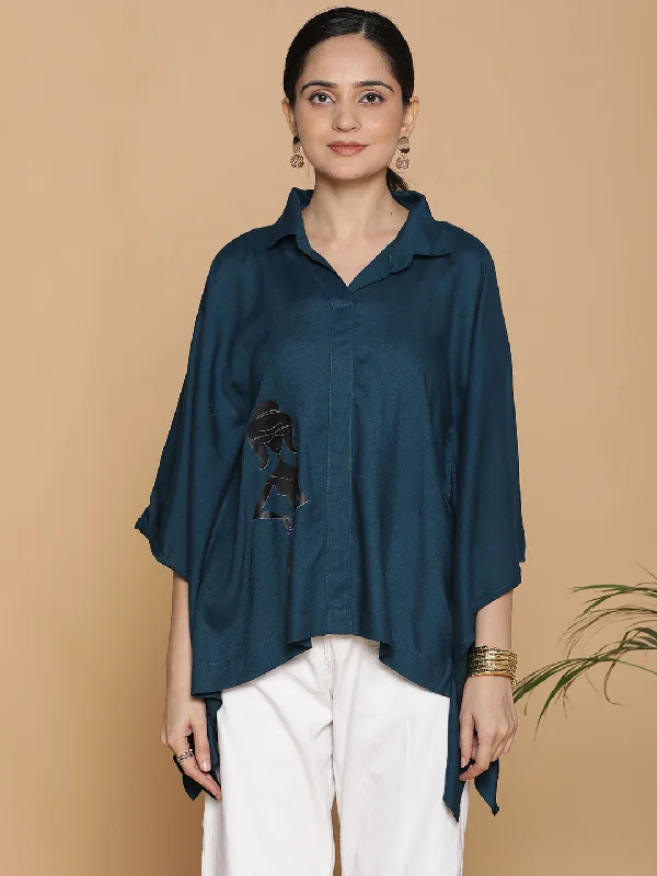 Teal Kaftan Top - Elegantly Lady Feminine Women's Soft 