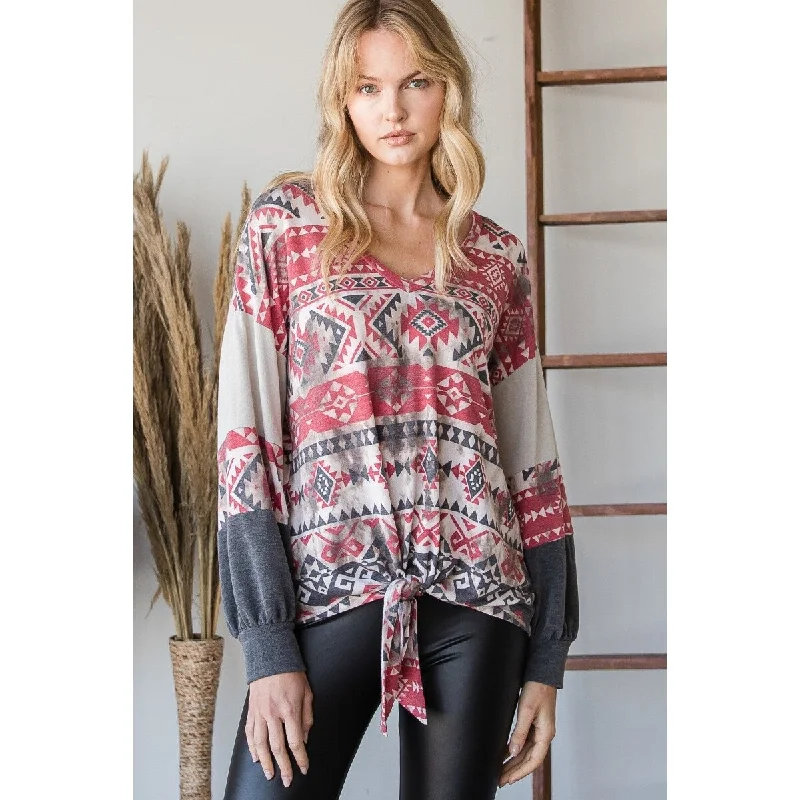 Long Sleeve Sweater Beautiful Aztec Print Scandinavian
