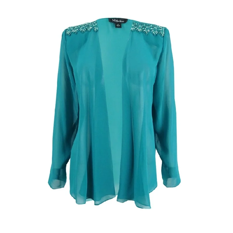 SL Fashions Women's Sleeveless Embellished Jacket 8, Isle Blue Cool Women's Distressed SL Fashions Women's Sleeveless Embellished Jacket 8, Isle Blue Cool Women's Distressed