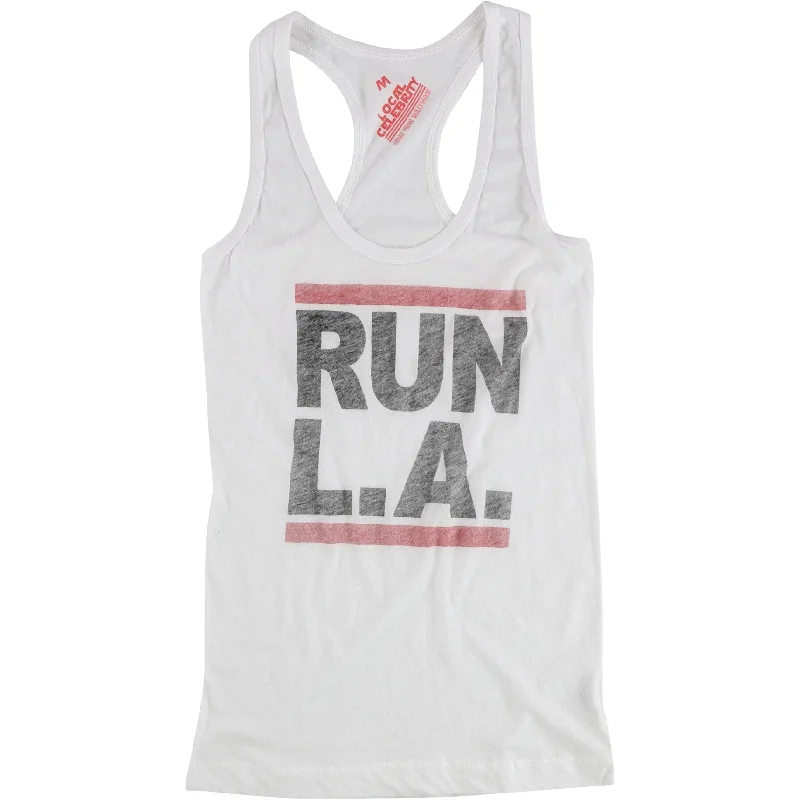Local Celebrity Womens Run L.A. Racerback Tank Top, White, Medium Modern Women's 