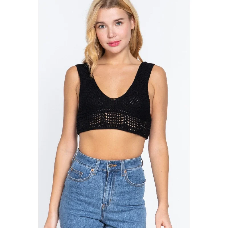 Crop Sweater Tank Top with V-Neck and Sleeveless Sharp Women's Italian