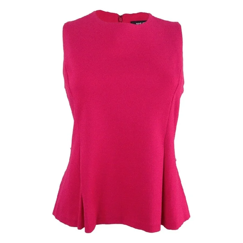 Nine West Women's Peplum Top 2, Fiesta Pink Bold Women's Animal Print