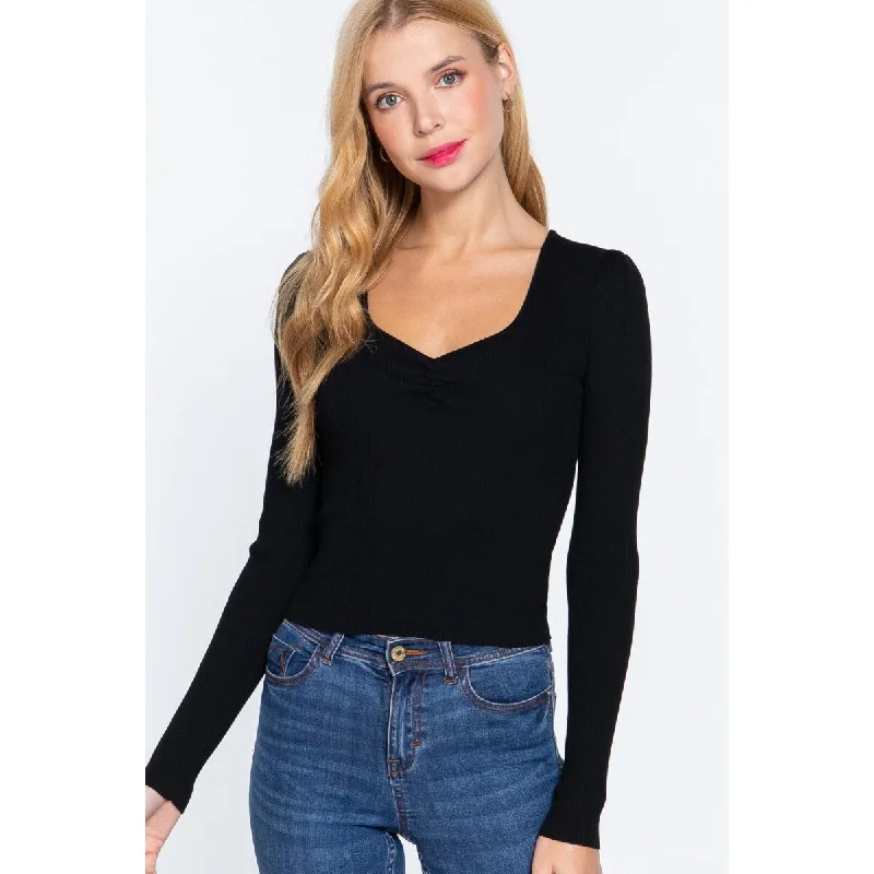 Long Sleeve Sweetheart Neck Sweater Casual Women's Japanese 