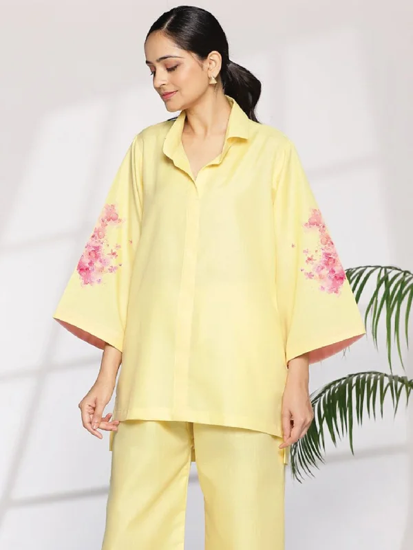 Yellow CottonSlub ShirtTop - Oriana Earthy Women's 