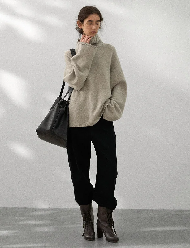 Soft Wool Turtleneck Sweater Relaxed Women's Beachy