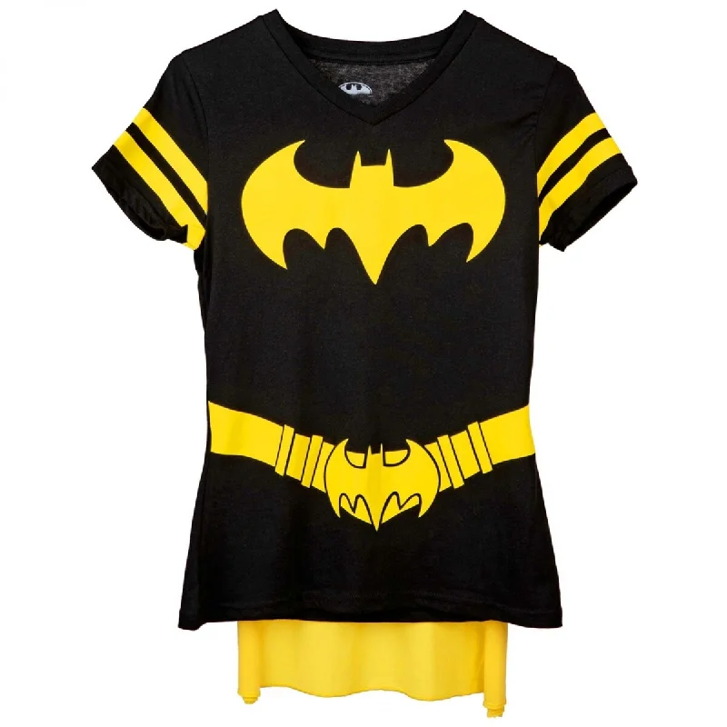 Batgirl Costume VNeck TShirt With Detachable Cape Bold Women's Statement