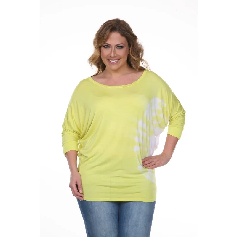 White Mark Women's Plus Size Tie-Dye Dolman Top Cozy Women's Sherpa - lined