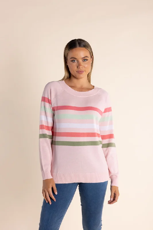 Multi Stripe Knit - Ice Pink Contemporary 