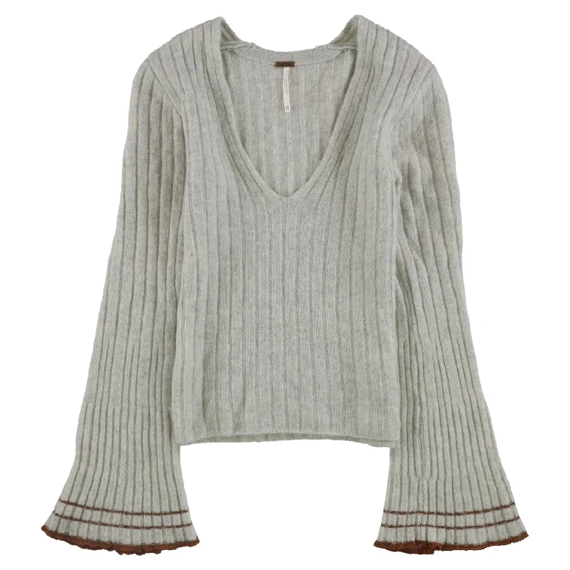 Free People Womens May Morning Pullover Sweater, Grey, Large Sporty Women's Athleisure 