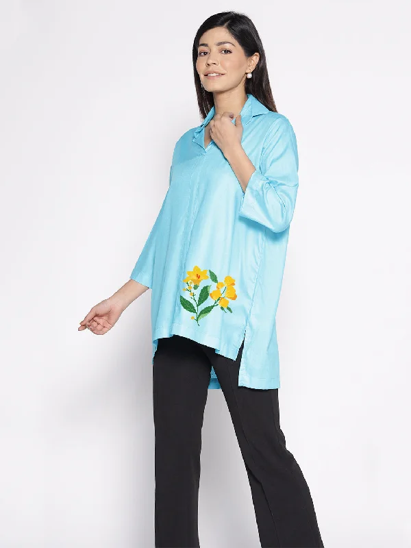 Turquoise Rayon ShirtTop - Narciso Streetwear Style for 