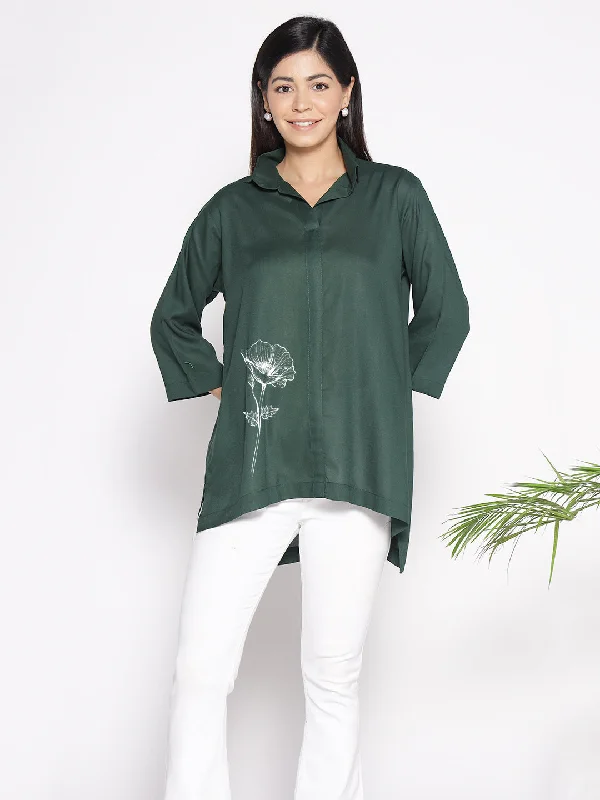 Bottlegreen Rayon ShirtTop - Gloriosa Sporty Women's Athleisure 