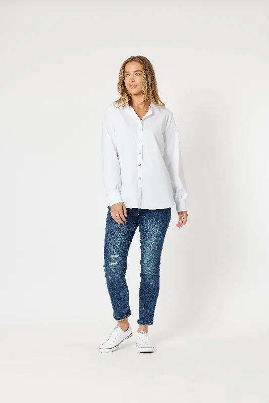 Jana Rib Cuff Poplin Shirt - White Refined Women's Velvet