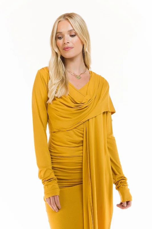 BAMBOO DRAPE SHRUG TIBETAN YELLOW Casual Women's Japanese 