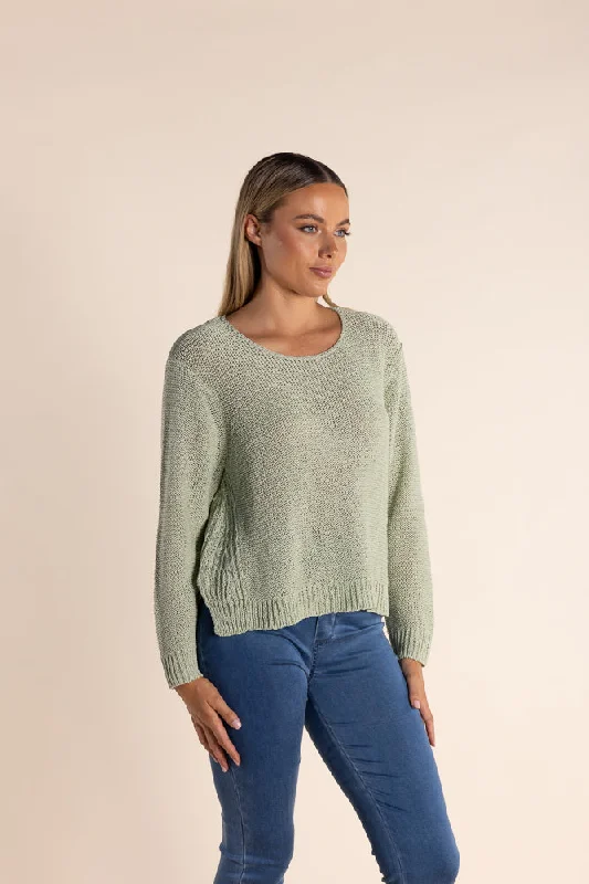 Tape Yarn Knit - Soft Green Sleek Women's 